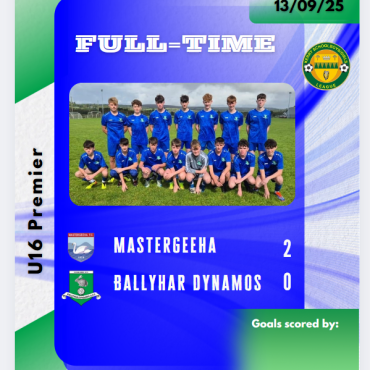 U16 Boys Premier: Mastergeeha 2 - Ballyhar Dynamos 0